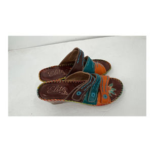 Corkys Elite tooled  adjustable strap heeled sandals size 8